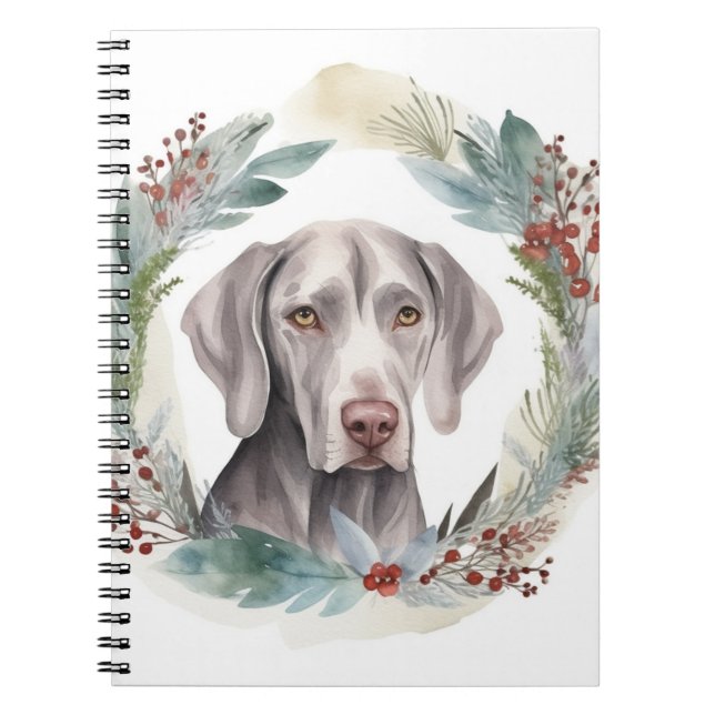 Cuaderno Navidades de Weimaraner Wreath Festive Pup (Frente)