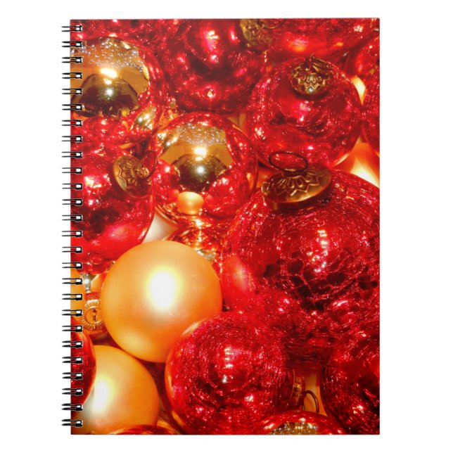 Cuaderno Navidades Decoración de vidrio rojo Baubles (Frente)