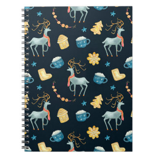 Cuaderno Navidades Deers: Patrón de color de agua sin foco