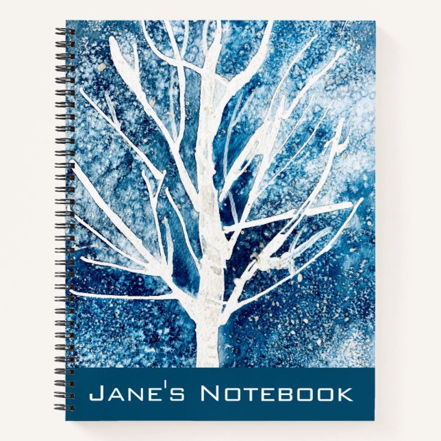 Cuaderno Navidades del árbol de abedul blanco de invierno (Anverso)