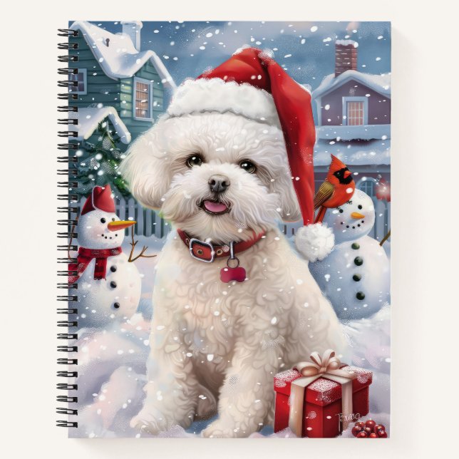 Cuaderno Navidades del Bichon Frise Dog Winter Wonderland A (Anverso)