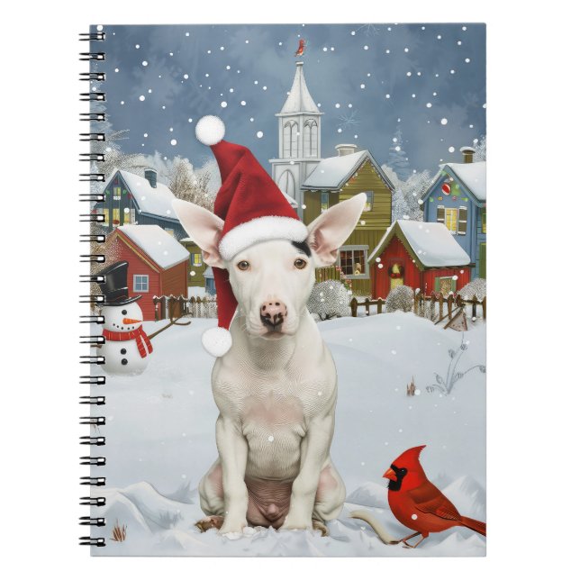Cuaderno Navidades del Bull Terrier Dog Winter Wonderland (Frente)
