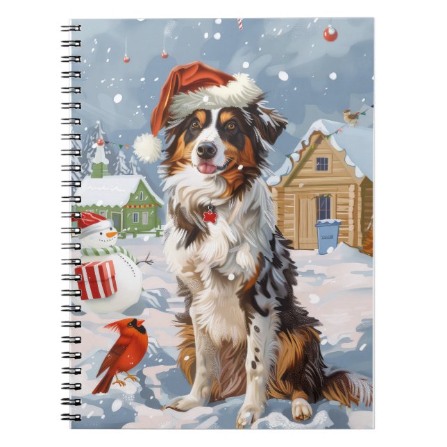 Cuaderno Navidades del Pastor Australiano de Invierno Wonde (Frente)