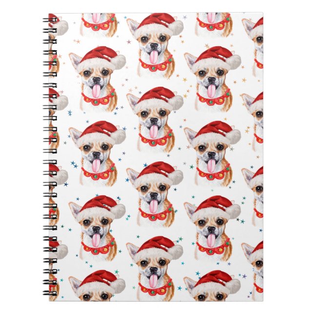 Cuaderno Navidades del patrón de canino de la raza Chihuahu (Frente)