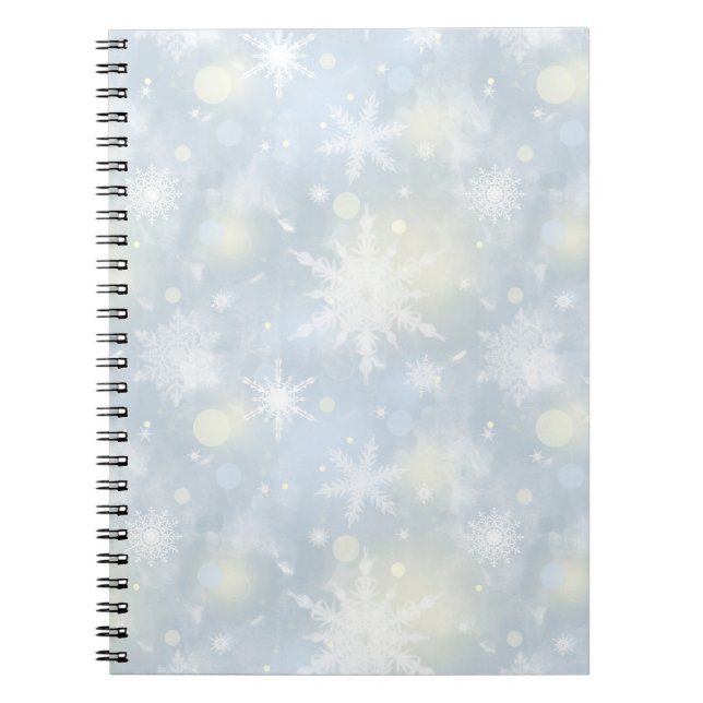 Cuaderno navidades, diseño, blanco, copos de nieve, claro,  (Frente)