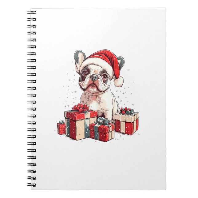 Cuaderno Navidades divertidos de Santa Hat Frenchie (Frente)