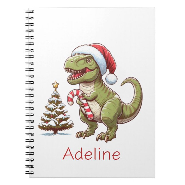 Cuaderno Navidades dulces de caña de caramelo dinosaurio (Frente)