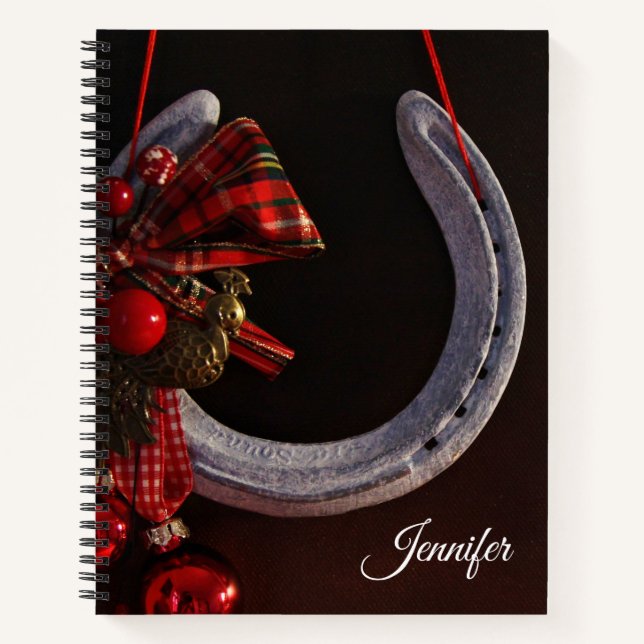 Cuaderno Navidades ecuestres colgando foto de herradura (Anverso)