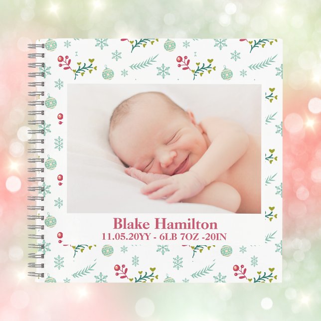 Cuaderno Navidades educados foto bebé Keepsake Memoria del  (Cute Christmas Photo Baby Keepsake 1st Year Memory Notebook
)