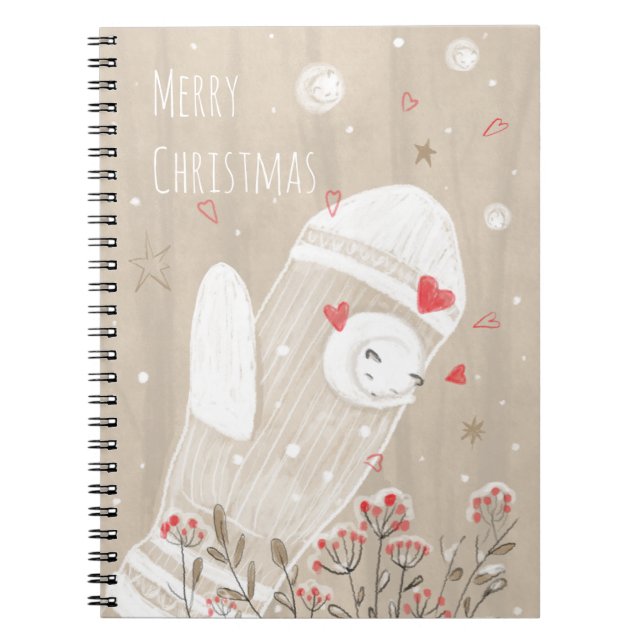 Cuaderno Navidades educados Mitten Snow Kitten Dibujo moder (Frente)