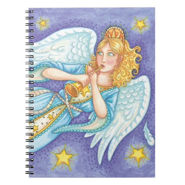 Cuaderno Navidades, el músico Ángel tocando su cuerno (Frente)