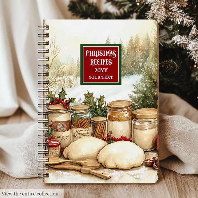 Cuaderno Navidades elegantes recetas nombre personalizado d (Elegant Christmas recipes notebook custom name)