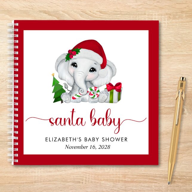 Cuaderno Navidades Elephant Santa Baby Shower Guest Book (Subido por el creador)