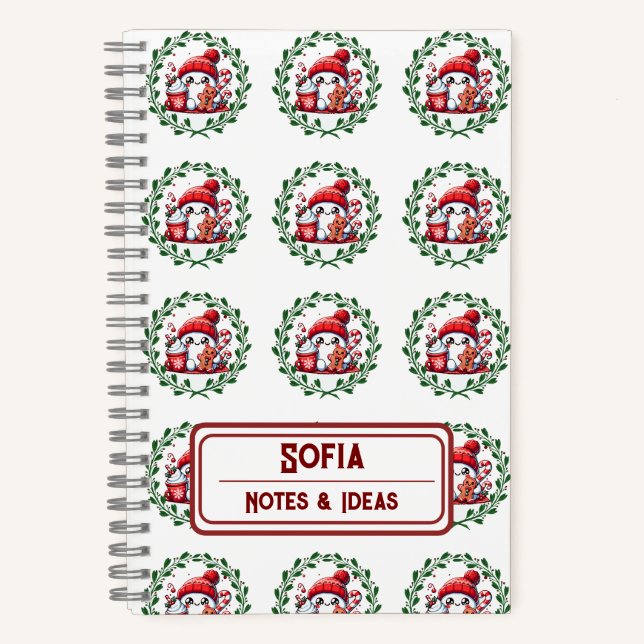 Cuaderno Navidades en monograma del patrón de personalizado (Anverso)