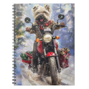 Cuaderno Navidades en moto de Cairn Terrier