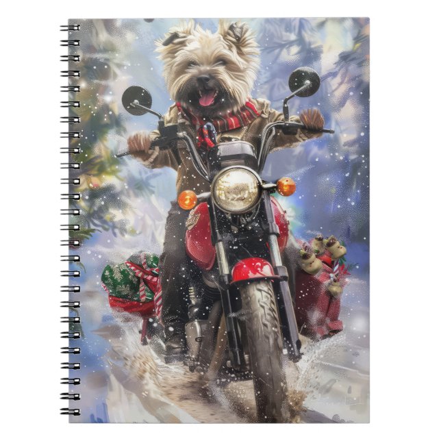 Cuaderno Navidades en moto de Cairn Terrier (Frente)