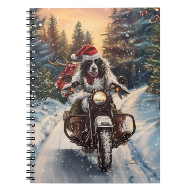 Cuaderno Navidades en motocicleta de la equitación del perr (Frente)