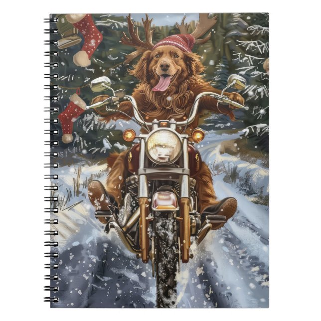 Cuaderno Navidades en motocicleta de perros de Nueva Escoci (Frente)
