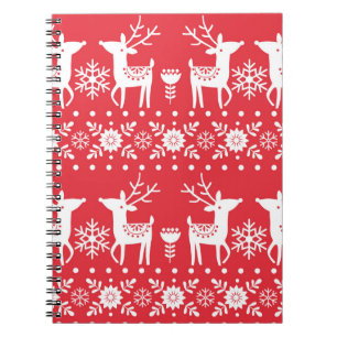 Cuaderno Navidades escandinavos: Copos de nieve y ciervo