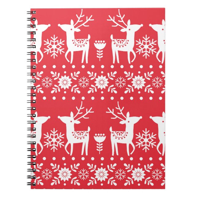 Cuaderno Navidades escandinavos: Copos de nieve y ciervo (Frente)