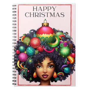 Cuaderno Navidades felices Melanin Mujer Chica negro Sis má