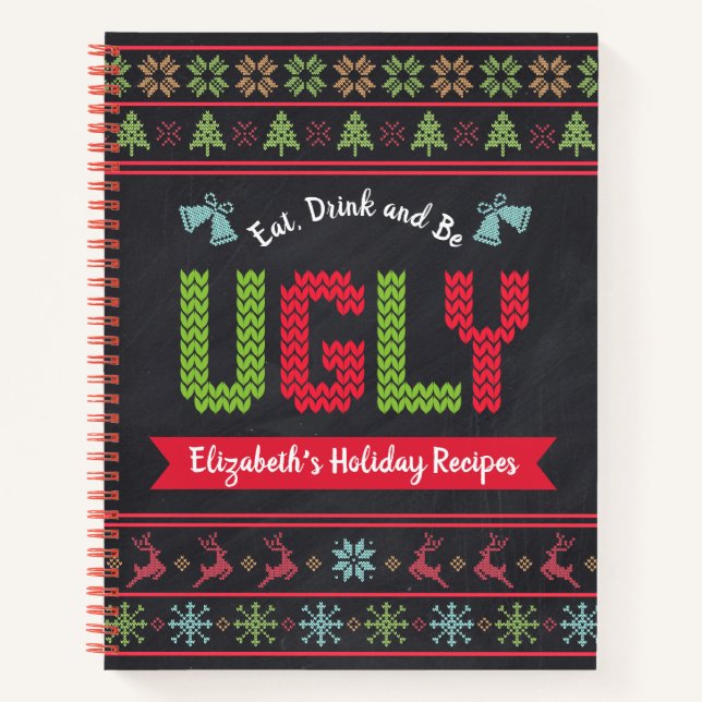 Cuaderno Navidades feos preparan una receta de Chalkboard (Anverso)
