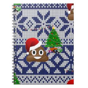 Cuaderno navidades feos suéter poop emoji