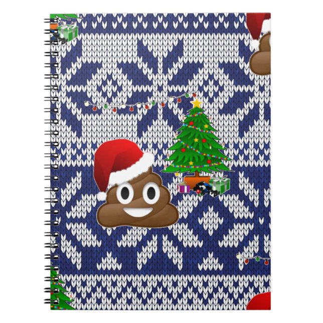Cuaderno navidades feos suéter poop emoji (Frente)