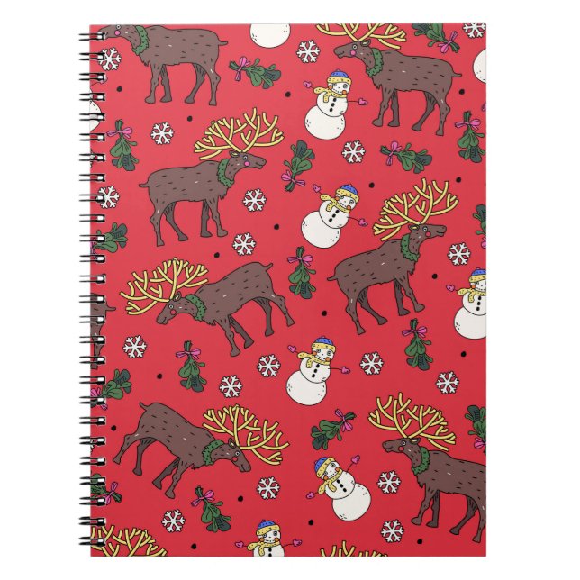 Cuaderno Navidades festivos ciervos: Patrón Snowman (Frente)