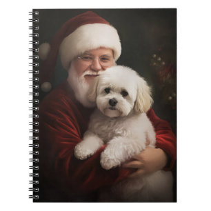 Cuaderno Navidades festivos de Bichon Frise con Santa Claus