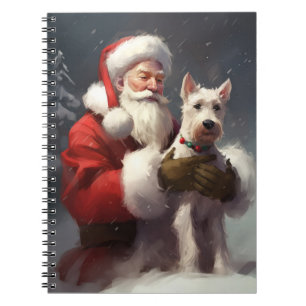Cuaderno Navidades festivos de Wire Fox Terrier Santa Claus