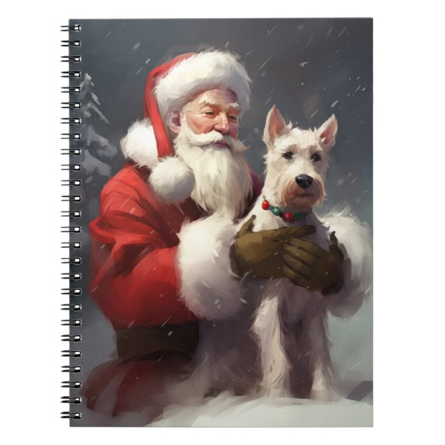 Cuaderno Navidades festivos de Wire Fox Terrier Santa Claus (Frente)