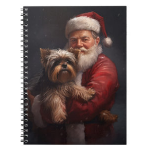 Cuaderno Navidades festivos de Yorkshire Terrier Santa Clau