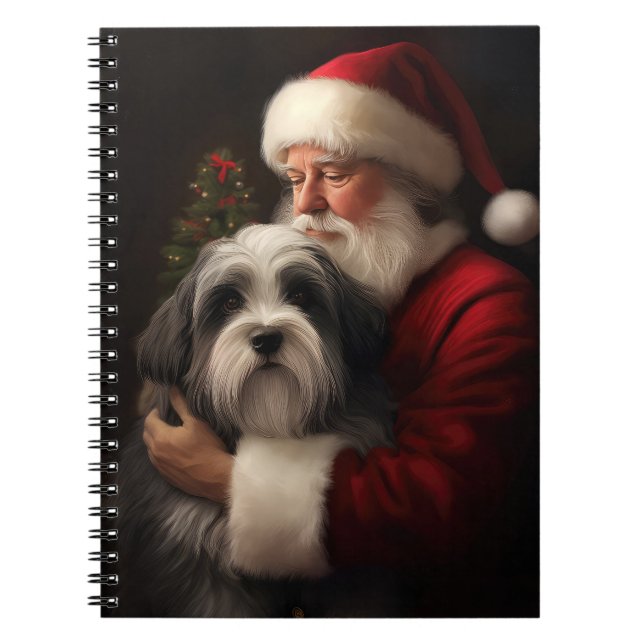 Cuaderno Navidades festivos del Tibetano Terrier Santa Clau (Frente)
