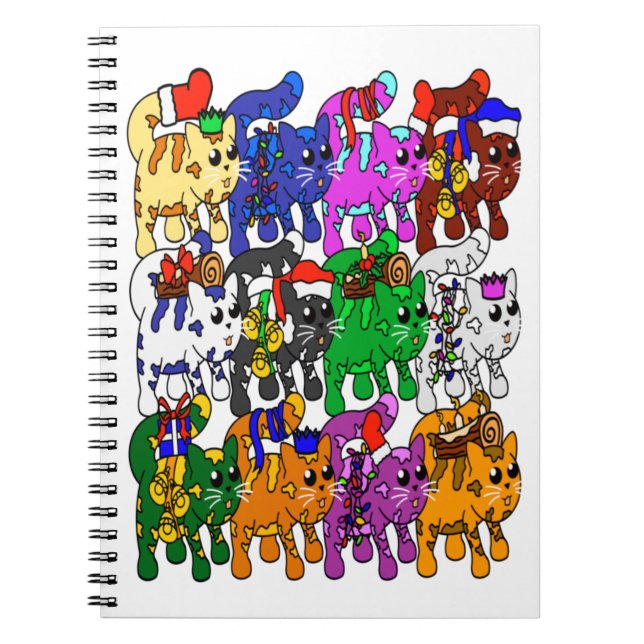 Cuaderno Navidades festivos Jolly Meowy gatos (Frente)