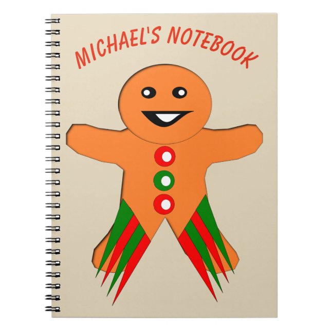 Cuaderno Navidades Fiesta Gingerbread Hombre Personalizado (Frente)