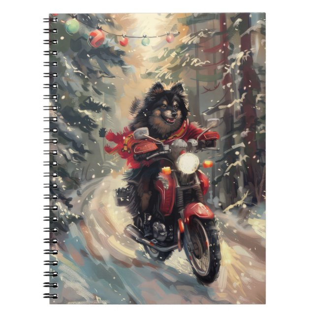 Cuaderno Navidades finlandeses de motocicletas para perros  (Frente)