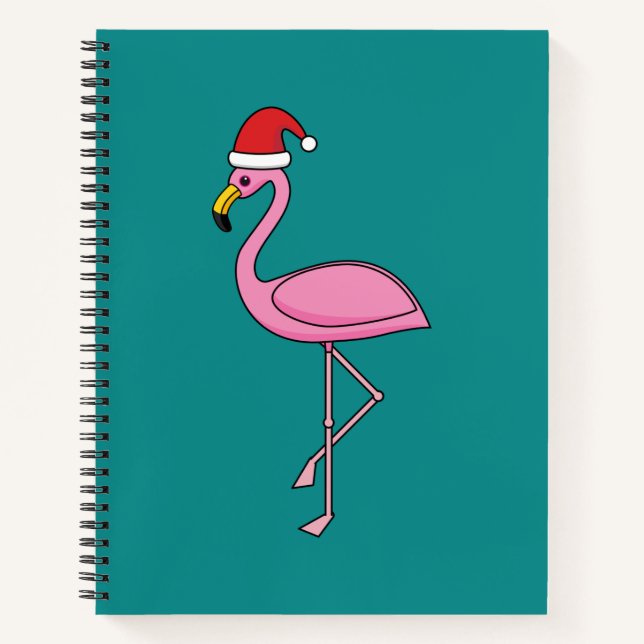 Cuaderno Navidades Flamingo con Santa Hat (Anverso)