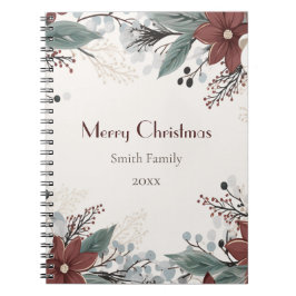 Cuaderno Navidades florales De Color Rojo Y Blanco personal