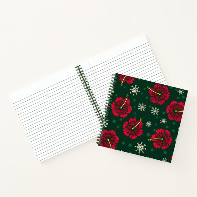Cuaderno Navidades Florales Tropicales Hibiscus Snowflakes  (Interior)