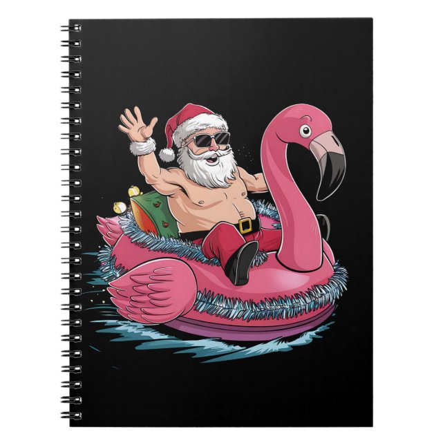 Cuaderno Navidades Flotantes De Santa Flamingo En Julio (Frente)