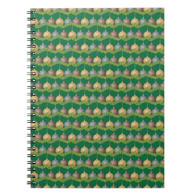 Cuaderno Navidades garland y ornamentos patrón de vacacione (Frente)