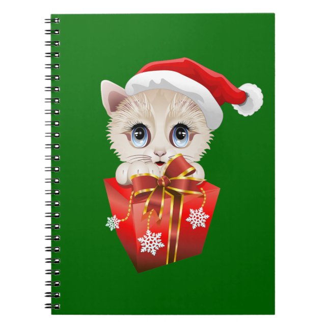 Cuaderno Navidades gatitos Santa con regalo (Frente)