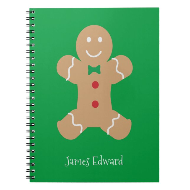 Cuaderno Navidades Gingerbread Man con nombre personalizado (Frente)