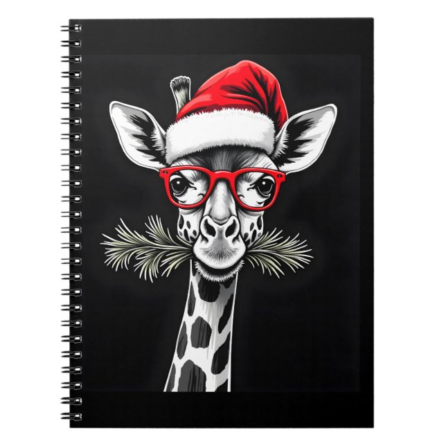 Cuaderno Navidades Giraffe Santa Hat Pajama Gift (Frente)