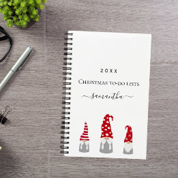 Cuaderno Navidades gnomos rojo blanco para hacer listas nom