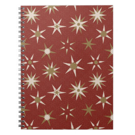 Cuaderno Navidades Gold Geo Stars - con un patrón rojo.