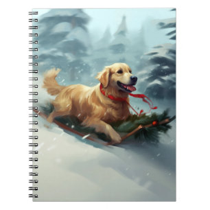 Cuaderno Navidades Golden Retriever nevan invierno