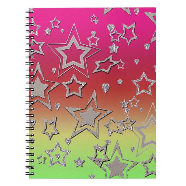 Cuaderno Navidades gradiente purpurina brillo confetti estr (Frente)