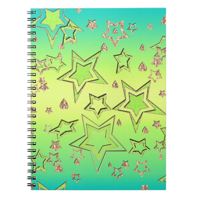 Cuaderno Navidades gradiente purpurina brillo confetti estr (Frente)